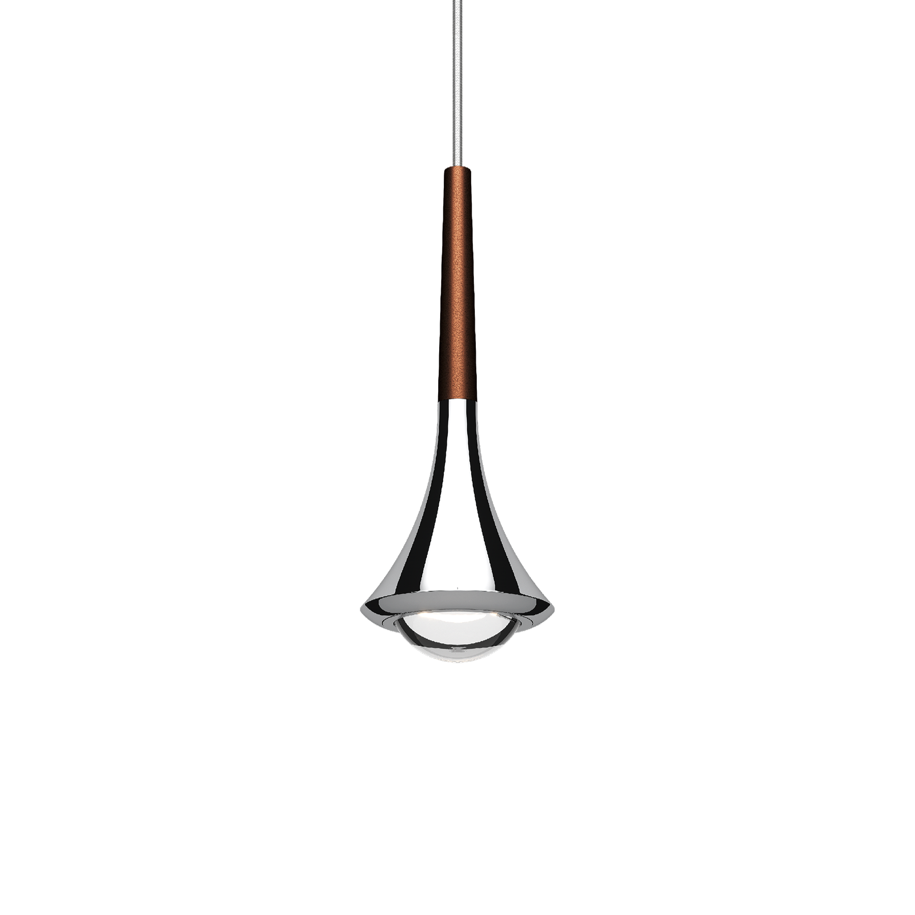 behuizing: chroom | accent: natuurbruin | snoer: transparant