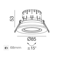 Artdelight Dimbare, kantelbare, ronde inbouwspot Austin met geïntegreerde LED | IP65