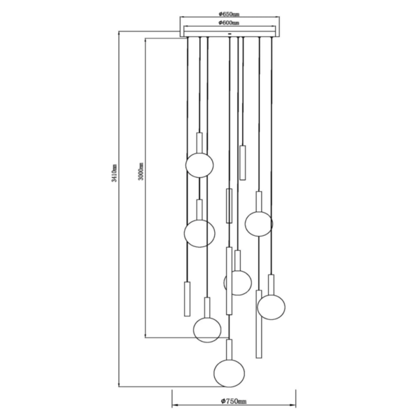 Lucide Dimbare 12-lichts hanglamp Jasmine met geïntegreerde LED