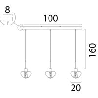 Masterlight 3-lichts hanglamp Genua | L 100 cm x B 8 cm | 3x Ø 20 cm