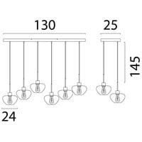 Masterlight 6-lichts hanglamp Genua | L 130 x B 25 cm