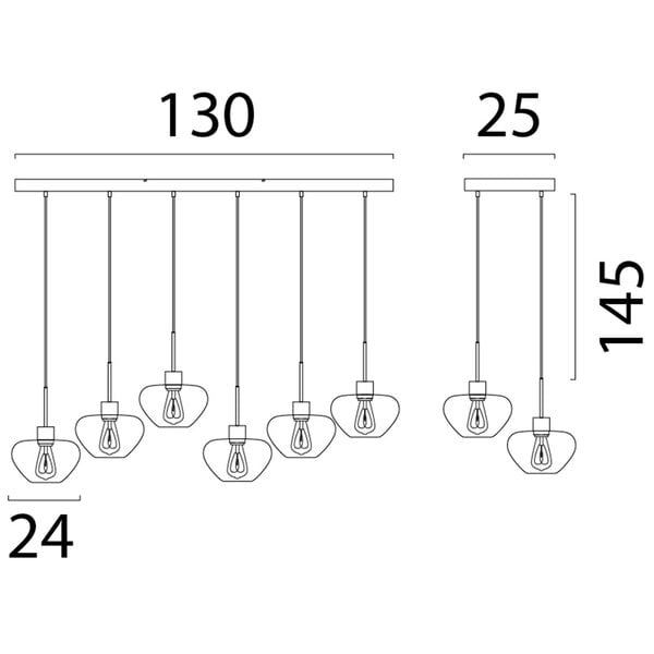 Masterlight 6-lichts hanglamp Genua | L 130 x B 25 cm