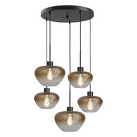 Masterlight 5-lichts hanglamp Genua-Marina Ø 50 cm | Zwart