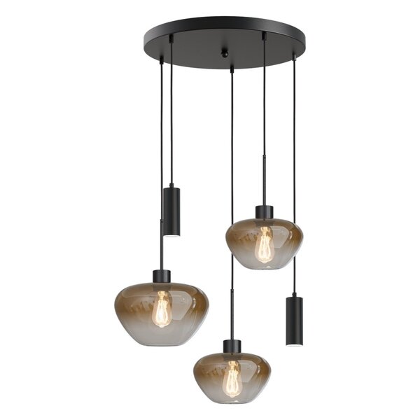 Masterlight 5-lichts hanglamp Genua-Marina Ø 50 cm | Zwart