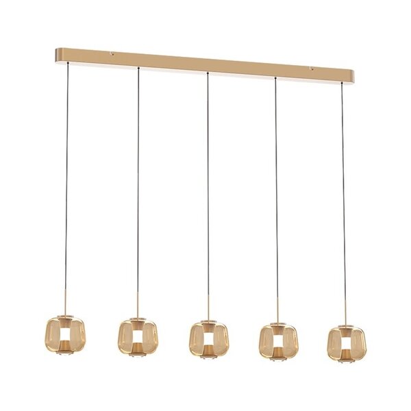 Freelight 'Dim to warm' dimbare én in hoogte verstelbare 5-lichts hanglamp Rosa met geïntegreerde LED