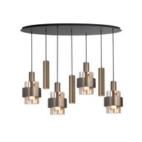 Highlight 7-lichts ovaalvormige hanglamp Marrone