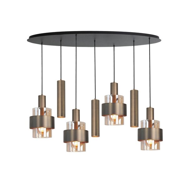 Highlight 7-lichts ovaalvormige hanglamp Marrone