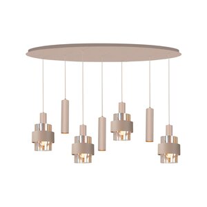 Highlight 7-lichts ovaalvormige hanglamp Marrone