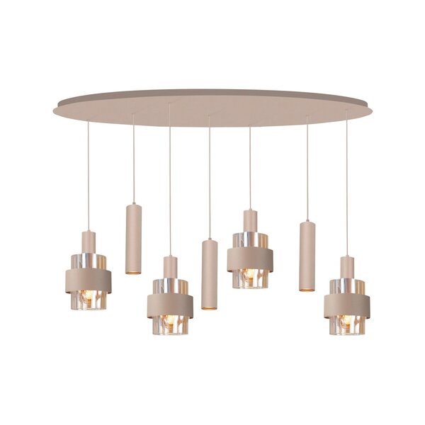 Highlight 7-lichts ovaalvormige hanglamp Marrone