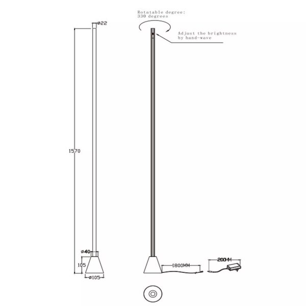 Lucide Dimbare vloerlamp Equinox met geïntegreerde LED