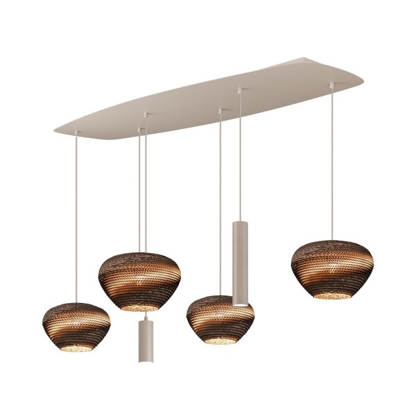 Masterlight Deens ovaalvormige 6-lichts hanglamp Carta Trendy - Run - Marina | L 140 cm x B 45 cm