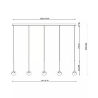 Lucide Dimbare 5-lichts hanglamp Calina met geïntegreerde LED