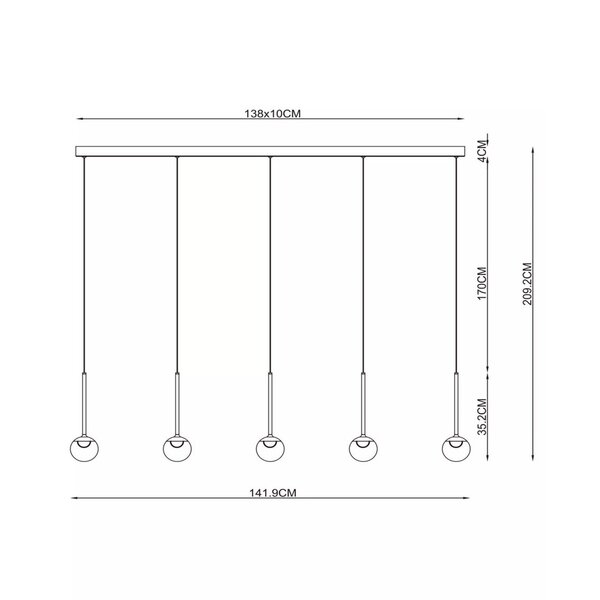 Lucide Dimbare 5-lichts hanglamp Calina met geïntegreerde LED