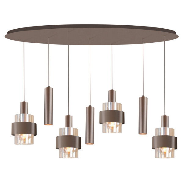 Highlight 7-lichts ovaalvormige hanglamp Marrone