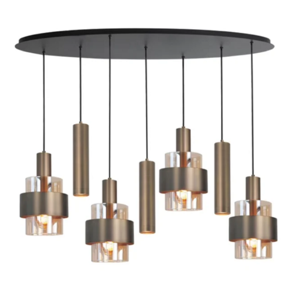 Highlight 7-lichts ovaalvormige hanglamp Marrone