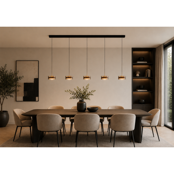 Highlight Dimbare 5-lichts hanglamp Enzo met geïntegreerde LED
