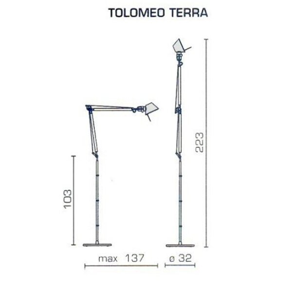 Artemide Dimbare vloerlamp Tolomeo Terra met geïntegreerde LED