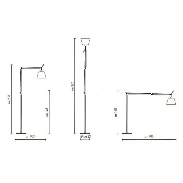 Artemide Dimbare vloerlamp Tolomeo Mega Terra met geïntegreerde LED - Aluminium
