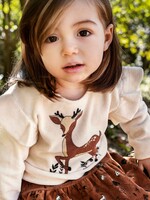 Beans Barcelona Cotton velvet sweatshirt Deer - Ecru