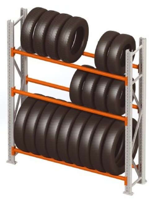 Storage rack for tyres single row