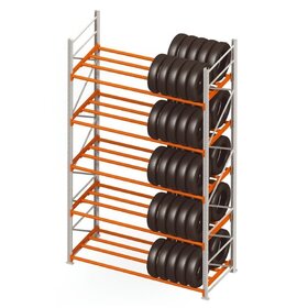 Magazijnstelling voor banden twee rijen