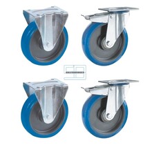 Zwaar last Wielen set kiepbakken blauw elastisch rubber 200 mm diameter