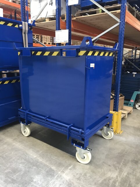 Onderlosser 750L met Hijsogen Bodemklep Container Voor Heftruck en Kraan