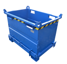 Chip Container 2000L with Lifting Eyes Hinged Bottom Tipper Container for Forklift and Crane