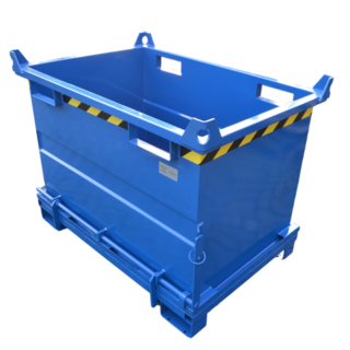Chip Container 2000L with Lifting Eyes Hinged Bottom Tipper Container for Forklift and Crane