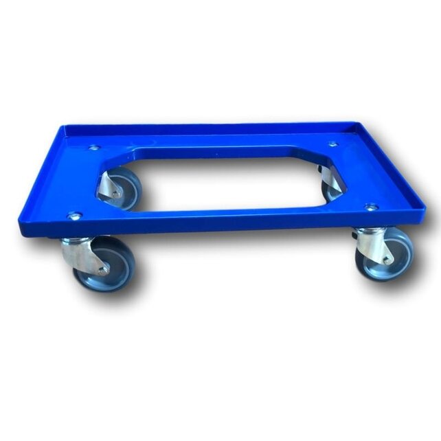 Kunststof Transport dolly Euronorm Voor Eurobox Eurokrat 60x40 cm Blauw