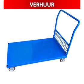 Bakwagen plateauwagen met gaaswanden 500kg laag model VERHUUR