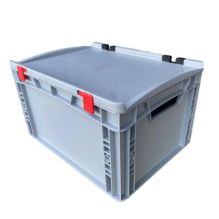 Stapelbak met deksel 40x30x23,5 cm  plastic kratten