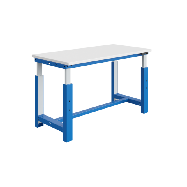 Elektrisch in hoogte verstelbare werktafel SI-model grijs industrieel blauw  300 kg heavy duty - Copy