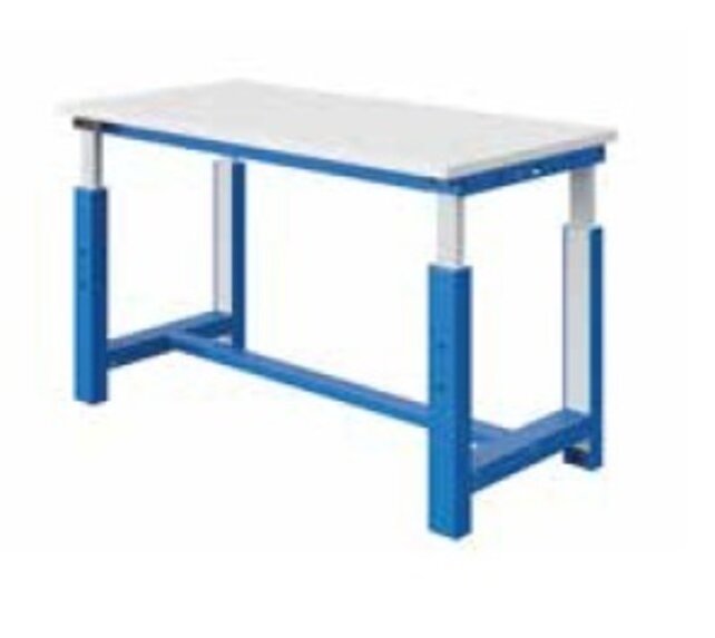 Electrically height-adjustable worktable SI-model industrial blue 300 kg heavy duty - Copy