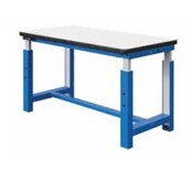 Elektrisch in hoogte verstelbare werktafel SI-model grijs industrieel blauw  300 kg heavy duty - Copy