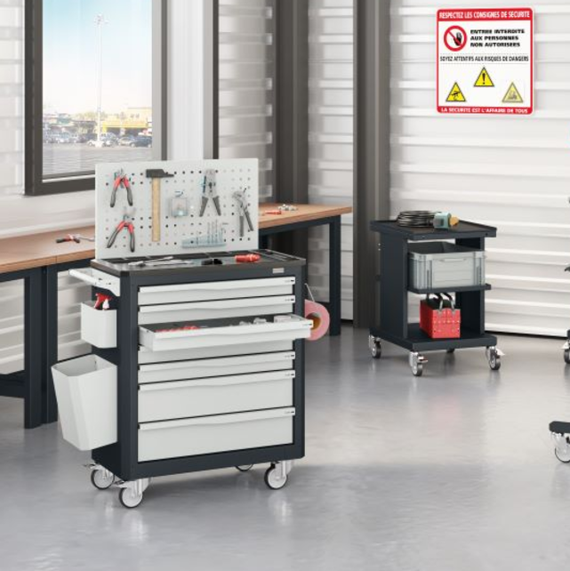 Werkplaatswagen Trolley SERVILOG met laden Grijs Antraciet