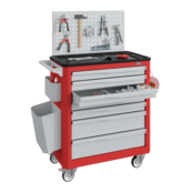 Chariot d'atelier SERVILOG avec tiroirs Rouge