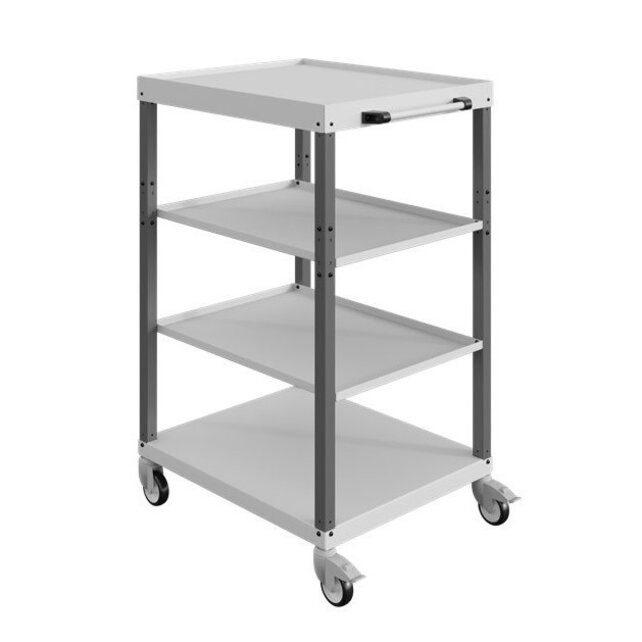 Chariot d'atelier CAR avec 4 plateaux Gris Anthracite