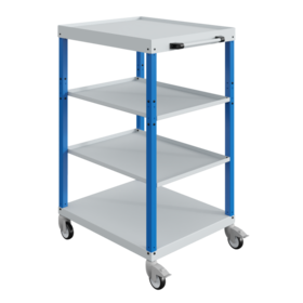 Chariot d'atelier CAR avec 4 plateaux Bleu Industriel