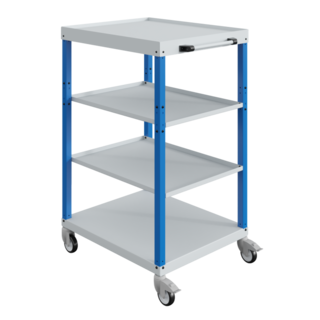 Chariot d'atelier CAR avec 4 plateaux Bleu Industriel