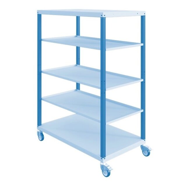 Workshop trolley CAR with trays 5 Blue Industrial
