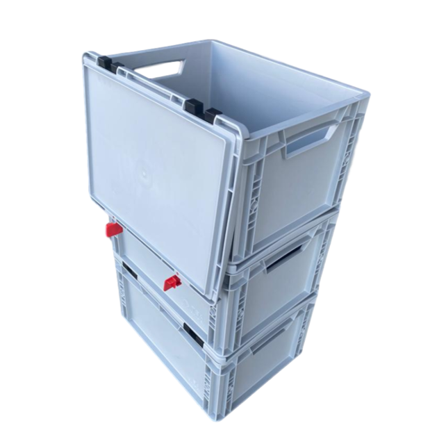 Bac de rangement 40x30x18.5 cm couvercle intégré conteneur en plastique  poignée fermée