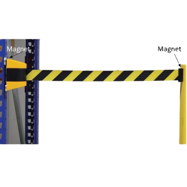 Magnetic retractable barrier  4.6m Yellow/black