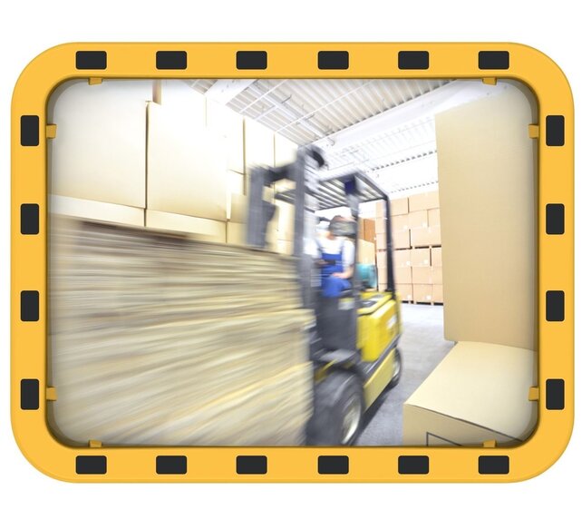 EUvex Miroir Industriel Rond/Rectangle Pro cadre noir/jaune