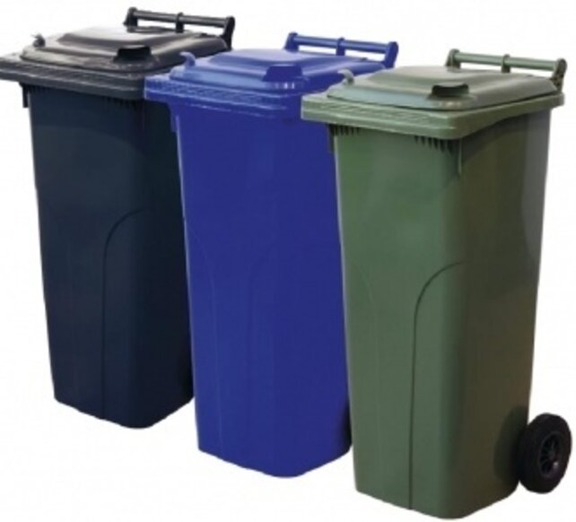 Mini-conteneur Bacs déchets en plastique 2 roues Bleu 140L