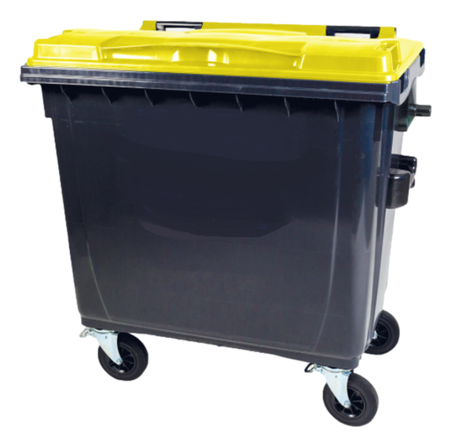4 wheeled collection waste bin 770L Black