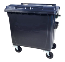 4 wheeled collection waste bin 1100L Black
