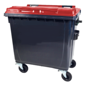 4 wheeled collection waste bin 1100L Black