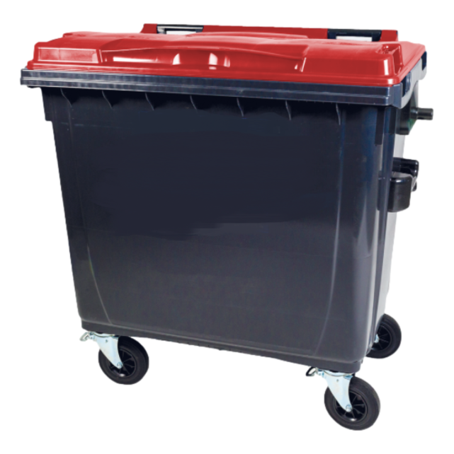 Conteneur de déchets poubelle 1100L Noir