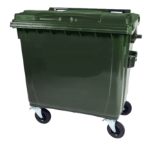 4 wheeled collection waste bin 660L Green